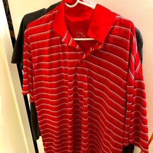 PGA tour Brand XXL red striped golf polo